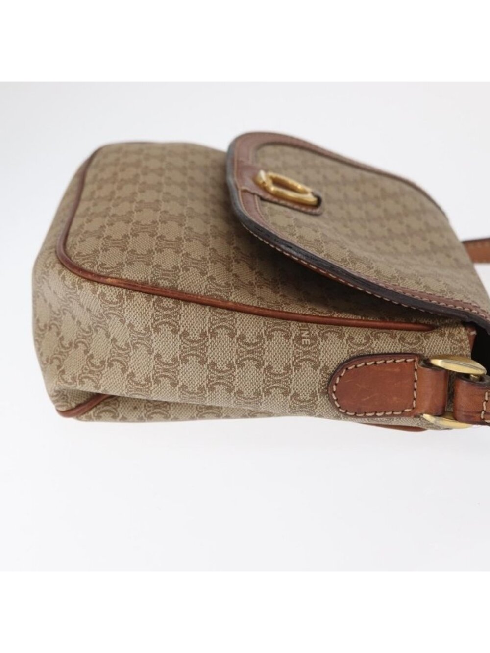 Authentic CELINE Macadam Canvas Shoulder Bag PVC Beige Gold - Picture 10 of 16